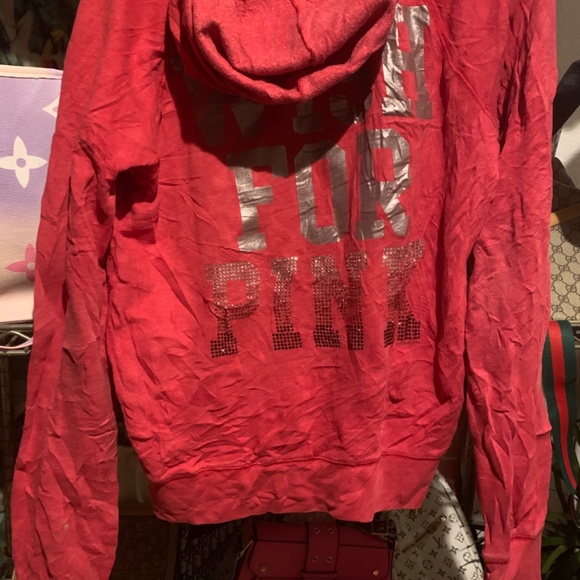 Vs PINK red rhinestone VINTAGE zip up jacket - Picture 2 of 4
